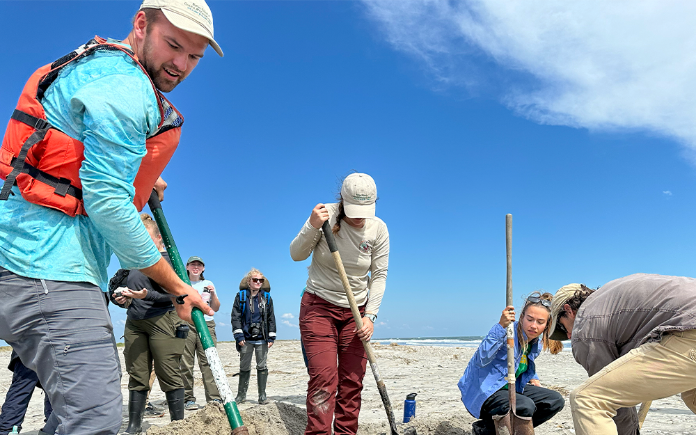 Ph.D. student Matt McCormick (left) on a recent trip to the Eastern Shore.