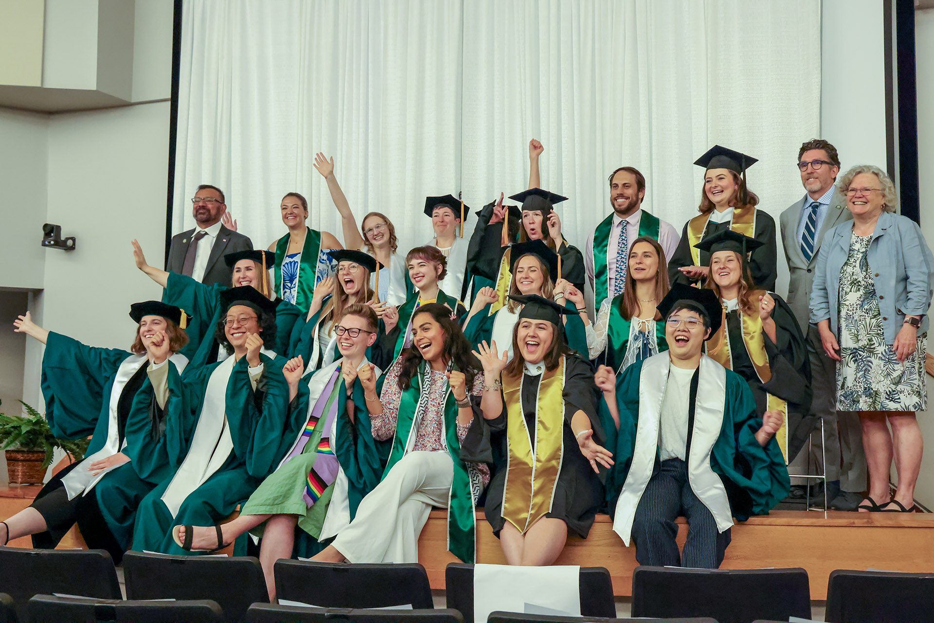 William & Mary’s Batten School & VIMS graduates share a celebratory photo at this year’s graduation ceremony.  Photo by Candace Johnson