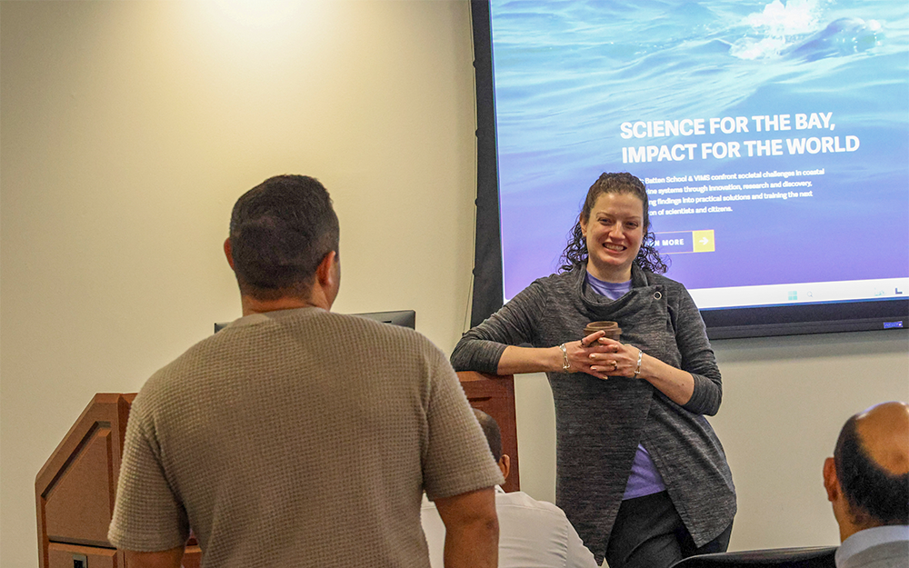 Emily Hein, assistant director for advisory services, is a key coordinator of the USCG IMOC visit to the Batten School & VIMS. Photo by Candace Johnson.